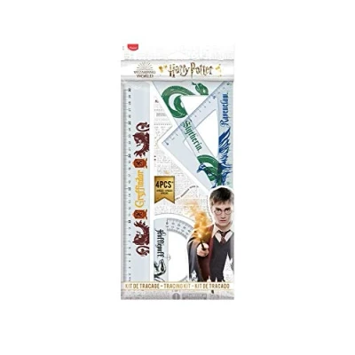 Image of Maped Unbreakable tracing kit 4 pieces 30 cm ruler + 60 square / 21 45 180 protractor base 12 Harry Potter