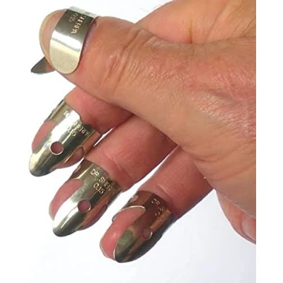 Image of METAL FINGER PICKS &amp; THUMB PICK SET GUITAR FINGERPICKS FOR DOBRO BANJO ETC