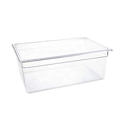 Image of Vogue Polycarbonate Plastic 1/1GN Gastronorm Container 25.6 Litre / 200 mm Deep, Clear Fridge, Freezer, Blast Chiller &amp; Dishwasher Safe Temperature Range: 40C to 100C, U227