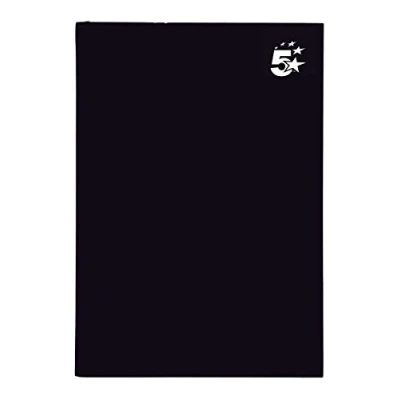 Image of New. 5 Star Notebook Casebound Hard Cover Ruled 80gsm A5 Black [Pack 5]