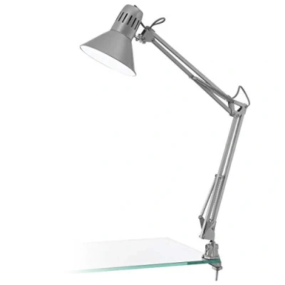 Image of Eglo E27 Modern Silver Adjustable Clip on Desk Light &#039;FIRMO&#039;