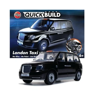Image of Airfix QUICKBUILD Model Car Kit London Taxi Black Building for Kids 6+, Construction Toys Boys &amp; Girls, No Glue Making Classic Gifts Plastic Kits