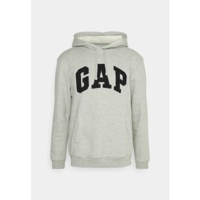 Image of GAP Men&#039;s Logo Fleece Hoodie Hooded Sweatshirt, Light Heather Grey, XL