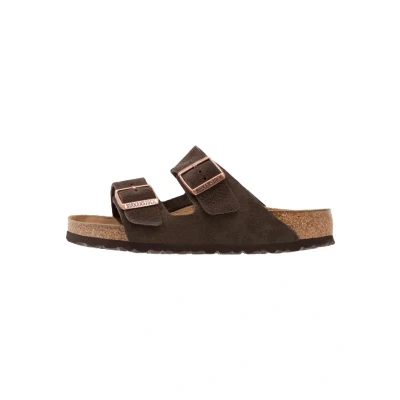 Image of Birkenstock Arizona SOFT Footbed Unisex Mules, Size: 5.5, Mocca Suede