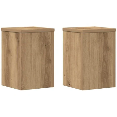 Image of vidaXL Plant Stands 2 pcs Artisan Oak 20x20x30 cm Engineered Wood