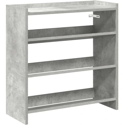 Image of vidaXL Engineered Wood Shoe Rack Concrete Grey Sturdy &amp; Durable Storage Unit Compact, Space Saving Organizer Ideal for Entryway, Hallway, Mudroom Ample Shelves 60x25x62 cm