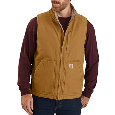 Image of Carhartt Men&#039;s Lined Vest with Stand up Collar Work Utility Outerwear, Brown, 4XL (Tall)