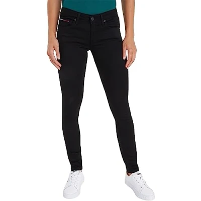 Image of Tommy Jeans Women&#039;s Sophie Lr Skny Stbks Jeans, Staten Black Stretch, 32W / 28L