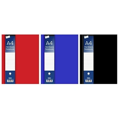 Image of Just Stationery 6700 A4 Ruled Hardback Notebook, Pack of 3