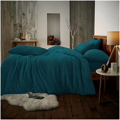 Image of GC GAVENO CAVAILIA Fleece Duvet Cover Set Single Fluffy Bedding with Pillowcases Green