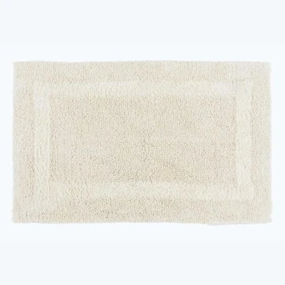 Image of HOMESCAPES Bath Mat, Luxury 1600gsm Extra Soft 100% Cotton, Reversible Bathroom Mats Non Slip, Washable, Super Absorbent, Quick Dry, Natural Cream Rug, 50 x 80 cm