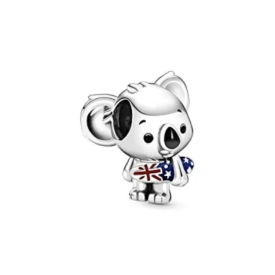 Image of Pandora Australian koala sterling silver charm with red, blue and black enamel