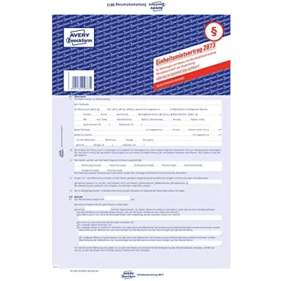 Image of AVERY Zweckform 2873 unit rental agreement for apartments and houses (A4, 5 sets with transfer log house regulation, pages self rubbing copy, tested by right experts)