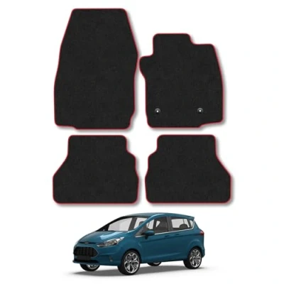 Image of Car Mats Compatible with Ford B Max (2012 2015) Tailored Fit Red Carpet Floor Set Accessory Custom 4 Pieces Anti Slip Backing &amp; Binding Trim Edge