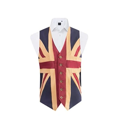 Image of Dobell Mens Vintage Union Jack Waistcoat 6 Button L (42 44in)
