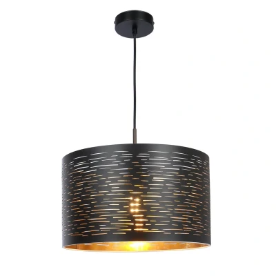 Image of Tunno Cylindrical Pendant Ceiling Light Black 1x E27