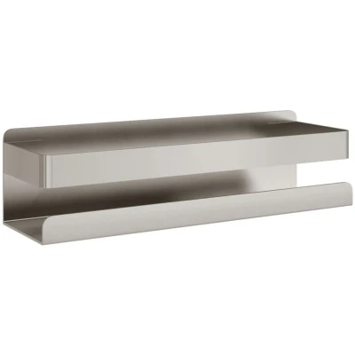 Image of vidaXL Shower Shelf Caddy Brushed Stainless Steel, Bathroom/Kitchen Storage, Wall Mount/Adhesive, 23x6.5x6cm, Silver