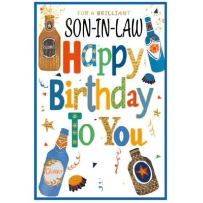 Image of Son In Law Birthday Card Male Mens Scene Size: 23cm x 15.5cm (9&quot;x6&quot;) B