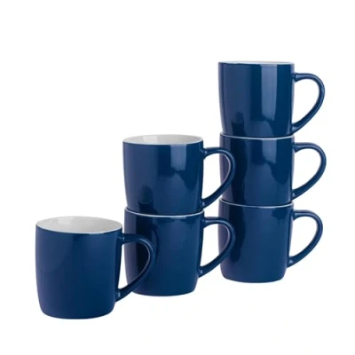 Image of 6x Navy 350ml Coloured Coffee Mugs By Argon Tableware