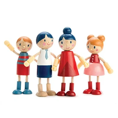 Image of Tender Leaf Toys Doll Family Flexible Wooden Dolls House People Set
