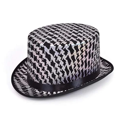 Image of Bristol Novelty BH713 Top Hat Silver/Black, Men, Women