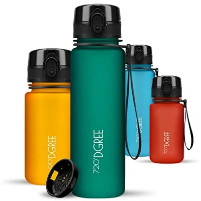 Image of 720DGREE Water Bottle Kids 500ml “uberBottle“ softTouch +Sieve BPA Free Tritan, Leakproof, Reusable Drinking Waterbottle for Children, School, Playground, Boys, Girls, Handbag, Sport, Bike