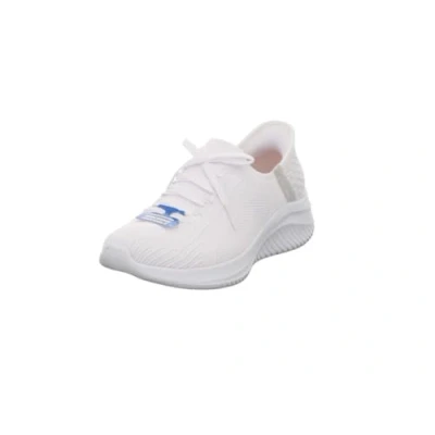 Image of Skechers Women&#039;s Ultra Flex 3.0 Brilliant Path, White Knit/Light Gray Trim, 3.5 UK