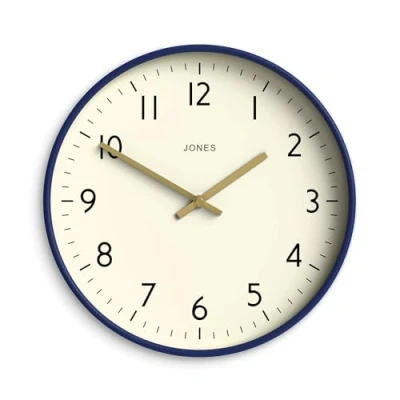 Image of Jones Clocks® Vibrant Round Wall Clock in Acrylic the &#039;Studio&#039; Midnight Blue, 30 x 4cm