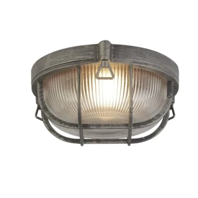 Image of Searchlight Porto bulkhead light, round, black silver