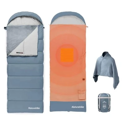 Image of Naturehike Heated Double Layer Sleeping Bag Left Opening Thickened and Spliceable for Adults Powered by Power Bank or USB Supply Suitable Camping Travel Outdoor Activities