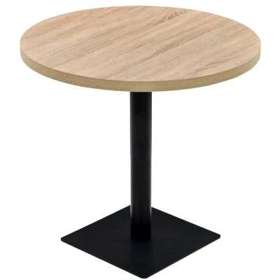 Image of vidaXL Bistro Table MDF and Steel Round 80x75 cm Oak Colour