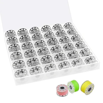 Image of 36PCS Sewing Machine Bobbins, Metal Universal Bobbins Spool with Storage Case for Brother Janome Toyota Kenmore Singer