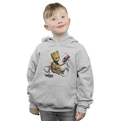 Image of Marvel Boys Guardians of The Galaxy Groot Tape Hoodie Sport Grey 5 6 Years