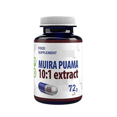 Image of Hepatica Muira Puama Bark Extract 5000mg Equivalent (500mg of 10:1 Extract) 120 Vegan Capsules, 3rd Party lab Tested, High Strength Supplement, Gluten and GMO Free