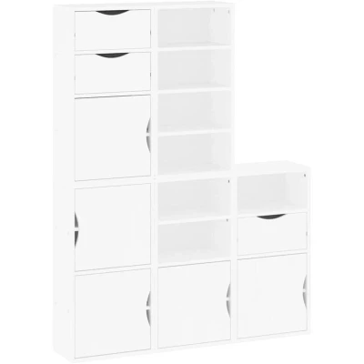 Image of vidaXL Side Cabinets 5 pcs &quot;ODDA&quot; White 40x24x79 cm Solid Wood Pine