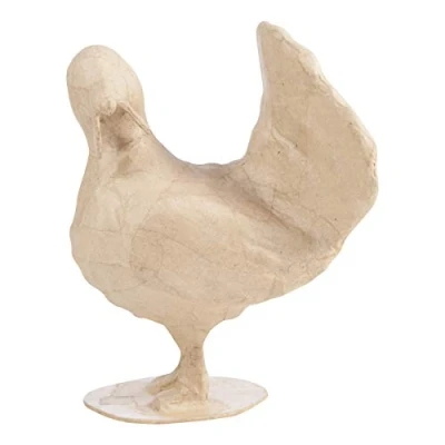Image of Décopatch Ref SA191C Chicken Papier Maché Object to Decorate 11 x 12 15cm with Papers &amp; PaperPatch Glue, Glitter, Paints