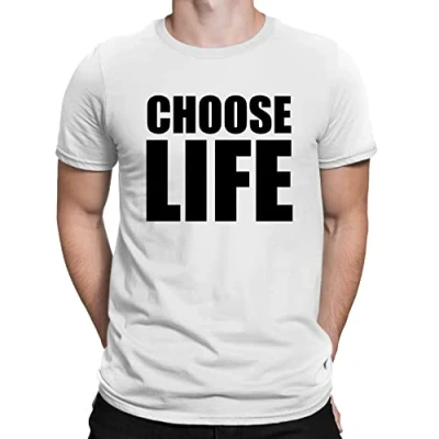Image of Flip Choose Life Slogan Retro 80&#039;s Novelty Womens T Shirt White UK 16 18 (Plus Size XL)