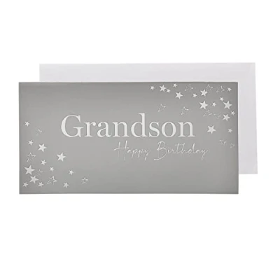 Image of Silver Birthday Christmas Money Wallet and Envelope Grandson