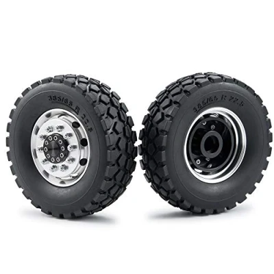 Image of AXspeed 2pcs/Set Metal Front Wheel Rims Hubs with Rubber Tyres Tires for 1/14 RC Tamiya Tractor Climbing Trailer Car