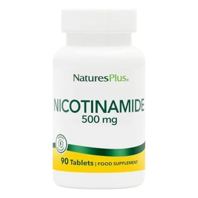 Image of NaturesPlus Nicotinamide 500mg No Flush Vitamin B3 as Supplement Vegetarian, Gluten Free 90 Tablets