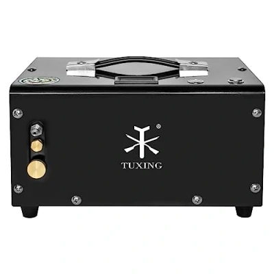 Image of TUXING 4500Psi 300Bar PCP Air Compressor,Oil/Water Free,Built in Drain System,Powered by Car 12V DC or Home 220V AC with Adapter (Included),Pump for Rifles and Airguns