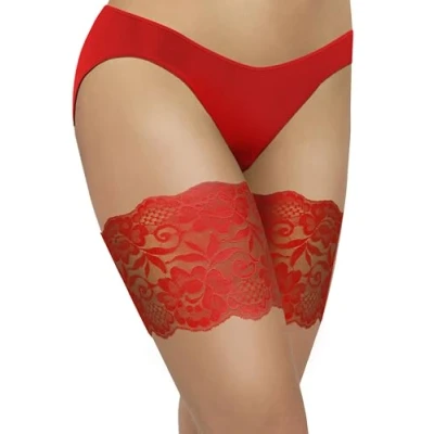 Image of Sesto Senso Sexy Lace Thigh Bands Anti Chafing 4 Strips of Silicone Red 70 75 XL 14