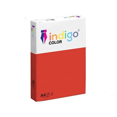 Image of Indigo Color Paper A4 80 GSM Multifuctional Coloured Copier 1 Ream 500 Sheets (Medium Deep Red)