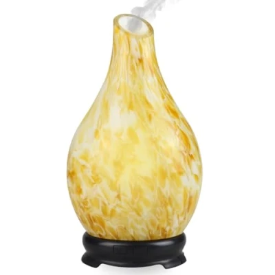 Image of Cello Golden Rays Art Glass Ultrasonic Diffuser Oil And Humidifier An Aromatherapy To Pair With Essential Oils Or Use As Led Lamp