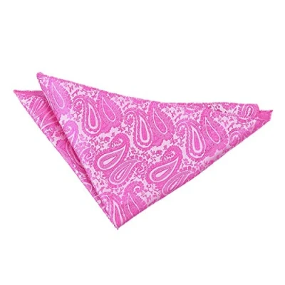 Image of DQT Men Pink Solid Plain Stripe Floral Paisley Polka Dot Pocket Square Fuchsia