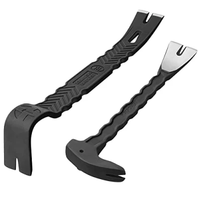 Image of Crowbar Set, MAXPOWER Nail Puller Set 2 Pieces Included 300mm Claw Bar and 380mm Flat Wrecking