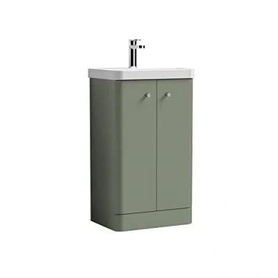 Image of Balterley Floor Standing 2 Door Vanity Unit with Ceramic Basin 500mm Satin Green