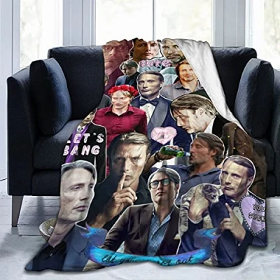 Image of YINGD Mads Mikkelsen Soft and Comfortable Warm Fleece Blanket for SofaOffice Bed car Camp Couch Cozy Plush Throw Blankets