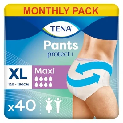 Image of Tena Pants Maxi, Pack of 40 Unisex Incontinence for Men and Women with Heavy Bladder Weakness, Dual Absorption Zone, Size Extra Large
