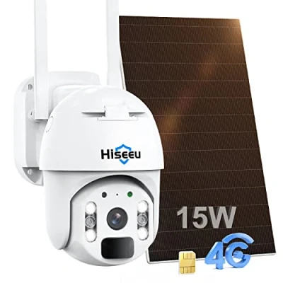 Image of Hiseeu 3G/4G LTE Security Camera Outdoor Wireless, No WiFi with Solar Panel 15600mAh, 360 PTZ Battery Operated Sim Card, 2K HD Color Night Vision, 2 Way Audio